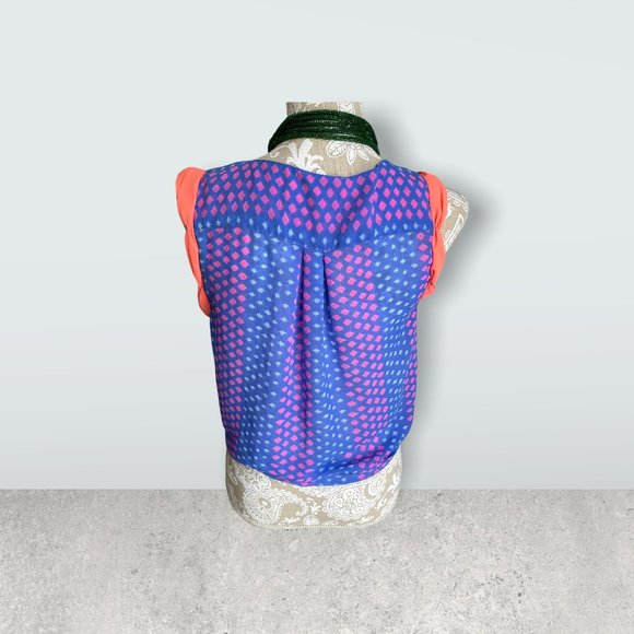 Women’s American Eagle blue and orange tie front tank top size medium. - Picture 5 of 7